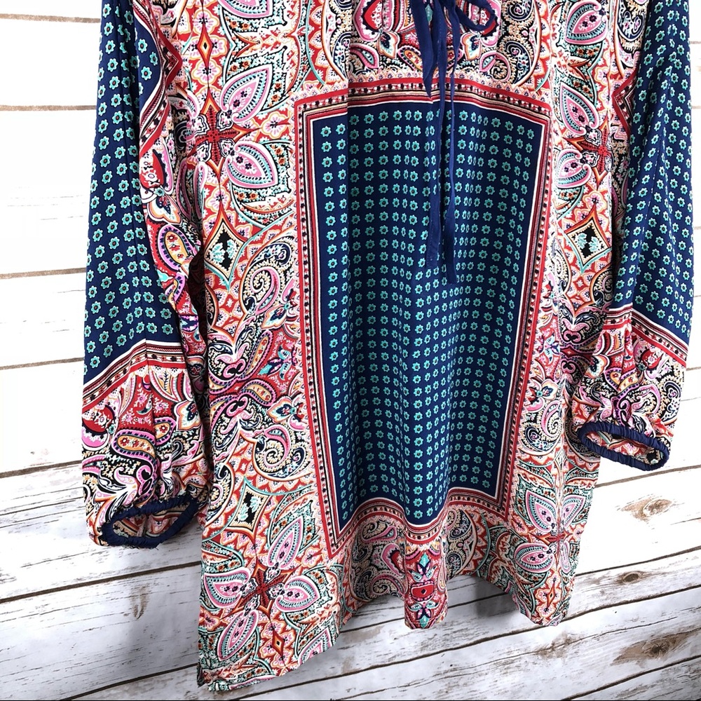 Tolani floral patchwork paisley silk boho top - Picture 3 of 8